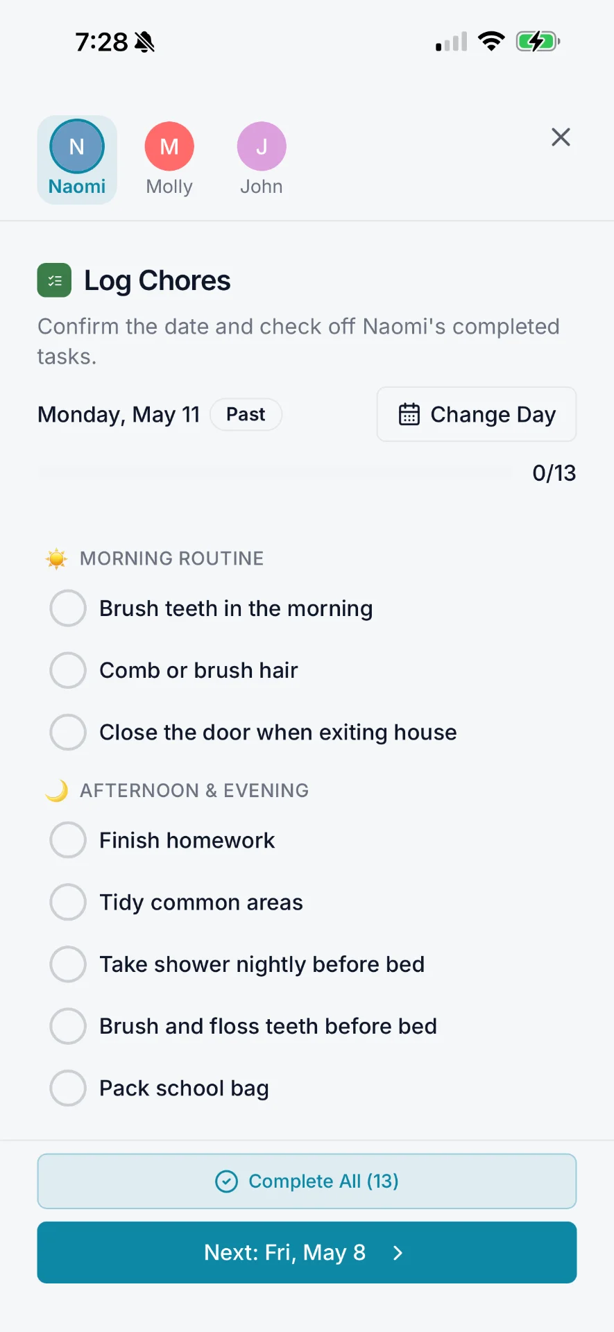 Tick off today's chores